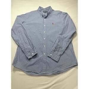 Ralph Lauren Custom Fit Blue Gingham Button-Down Shirt - XL